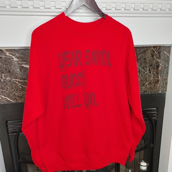 SASSY GIRL BOUTIQUE DEAR SANTA CHRISTMAS SWEATSHIRT, RED L - Picture 4 of 7